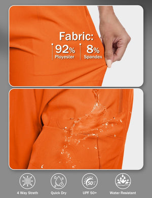 TACVASEN Fluorescent Orange Women's Quick Dry Lightweight UPF 50+ Hiking Cargo Shorts