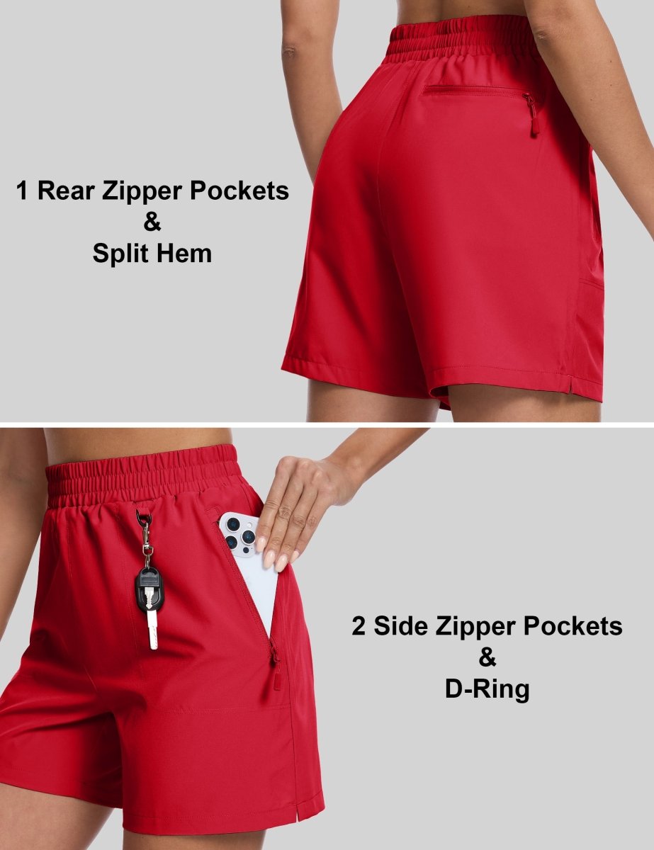 TACVASEN Tomato Women's Quick Dry Lightweight UPF 50+ Hiking Cargo Shorts