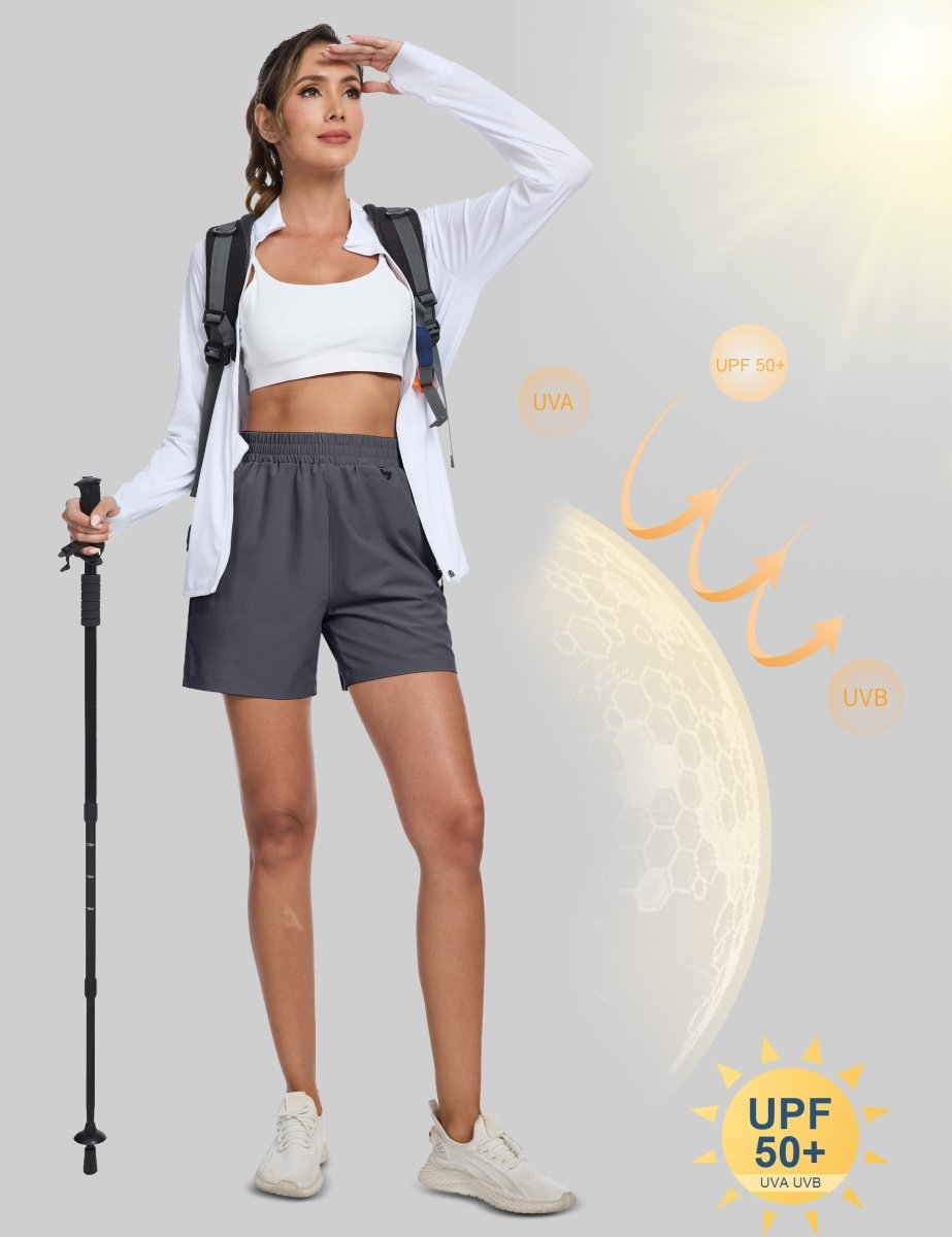 TACVASEN Dark Grey Women's Quick Dry Lightweight UPF 50+ Hiking Cargo Shorts