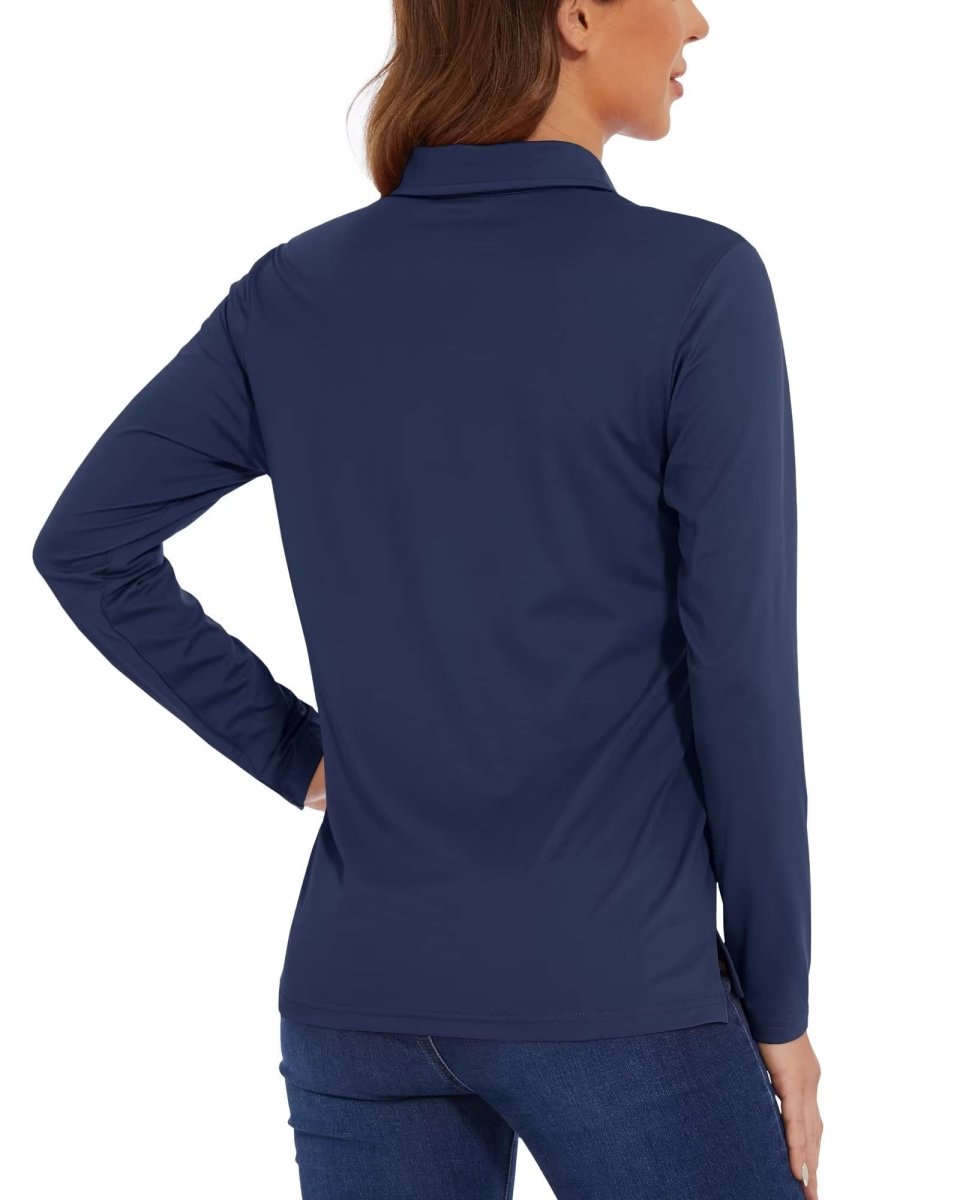 TACVASEN Navy Women's Quick Dry UPF 50+ Long Sleeve Polo Shirts