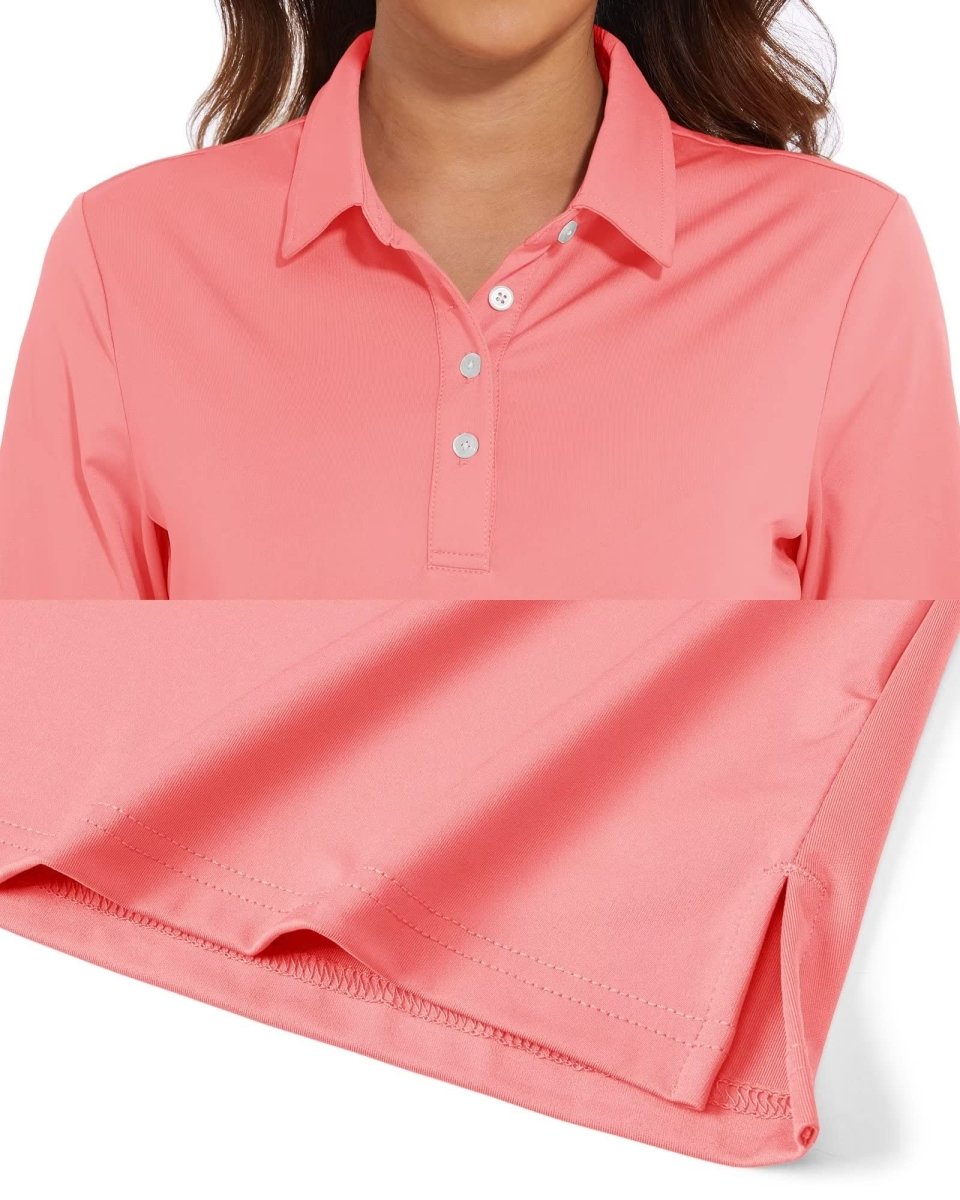 TACVASEN Pink Women's Quick Dry UPF 50+ Long Sleeve Polo Shirts