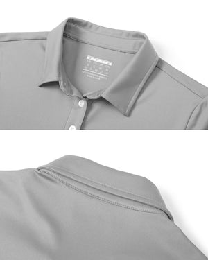 TACVASEN Light Grey Women's Quick Dry UPF 50+ Long Sleeve Polo Shirts
