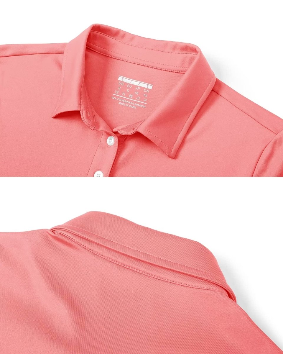 TACVASEN Pink Women's Quick Dry UPF 50+ Long Sleeve Polo Shirts
