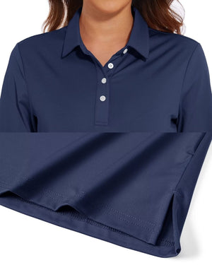 TACVASEN Navy Women's Quick Dry UPF 50+ Long Sleeve Polo Shirts