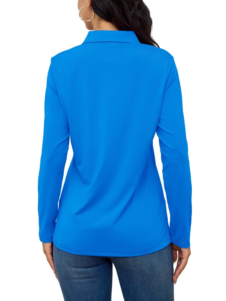 TACVASEN Azure Women's Quick Dry UPF 50+ Long Sleeve Polo Shirts