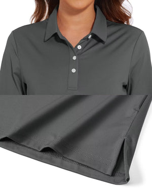 TACVASEN Dark Grey Women's Quick Dry UPF 50+ Long Sleeve Polo Shirts