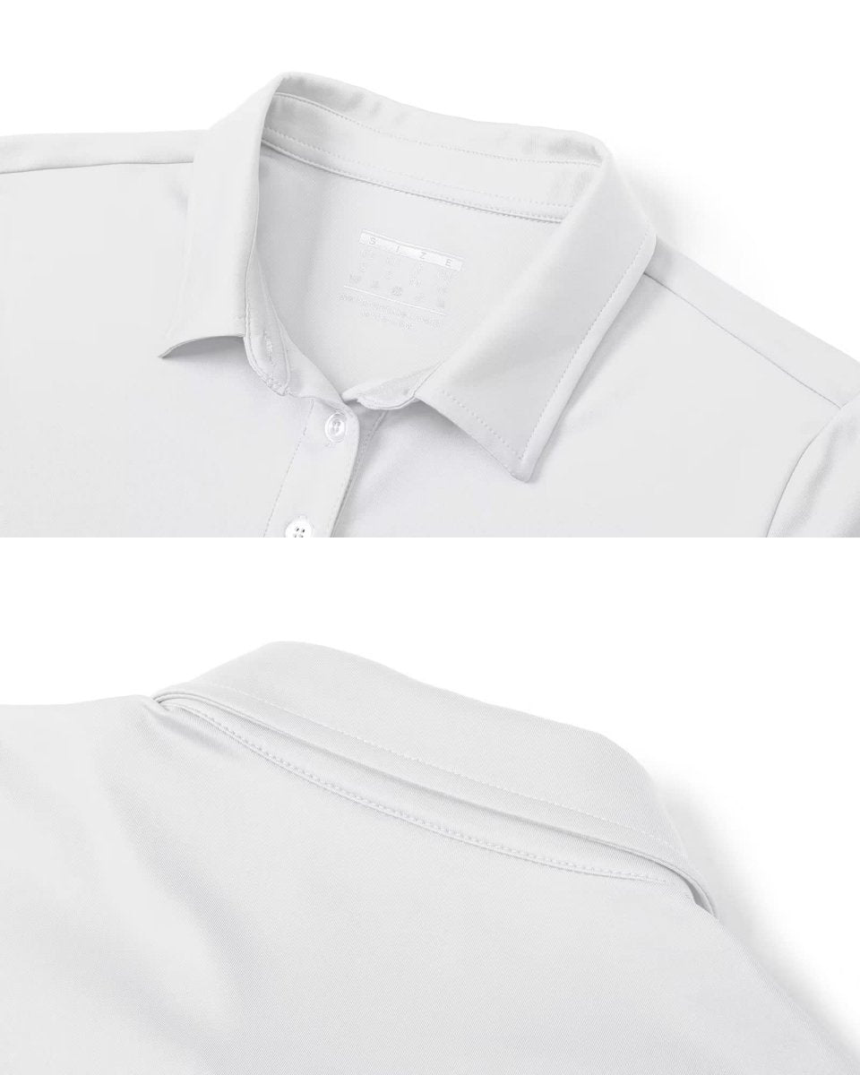 TACVASEN White Women's Quick Dry UPF 50+ Long Sleeve Polo Shirts
