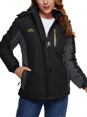 TACVASEN Black Grey Women's Skiing Jacket Water-Resistant Windbreaker