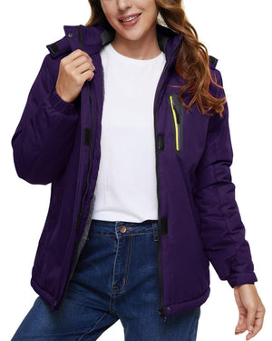 TACVASEN Deep Purple Women's Skiing Jacket Water-Resistant Windbreaker