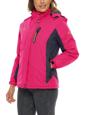 TACVASEN Rose Red Women's Skiing Jacket Water-Resistant Windbreaker