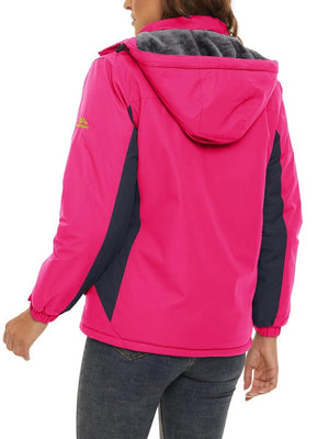 TACVASEN Rose Red Women's Skiing Jacket Water-Resistant Windbreaker