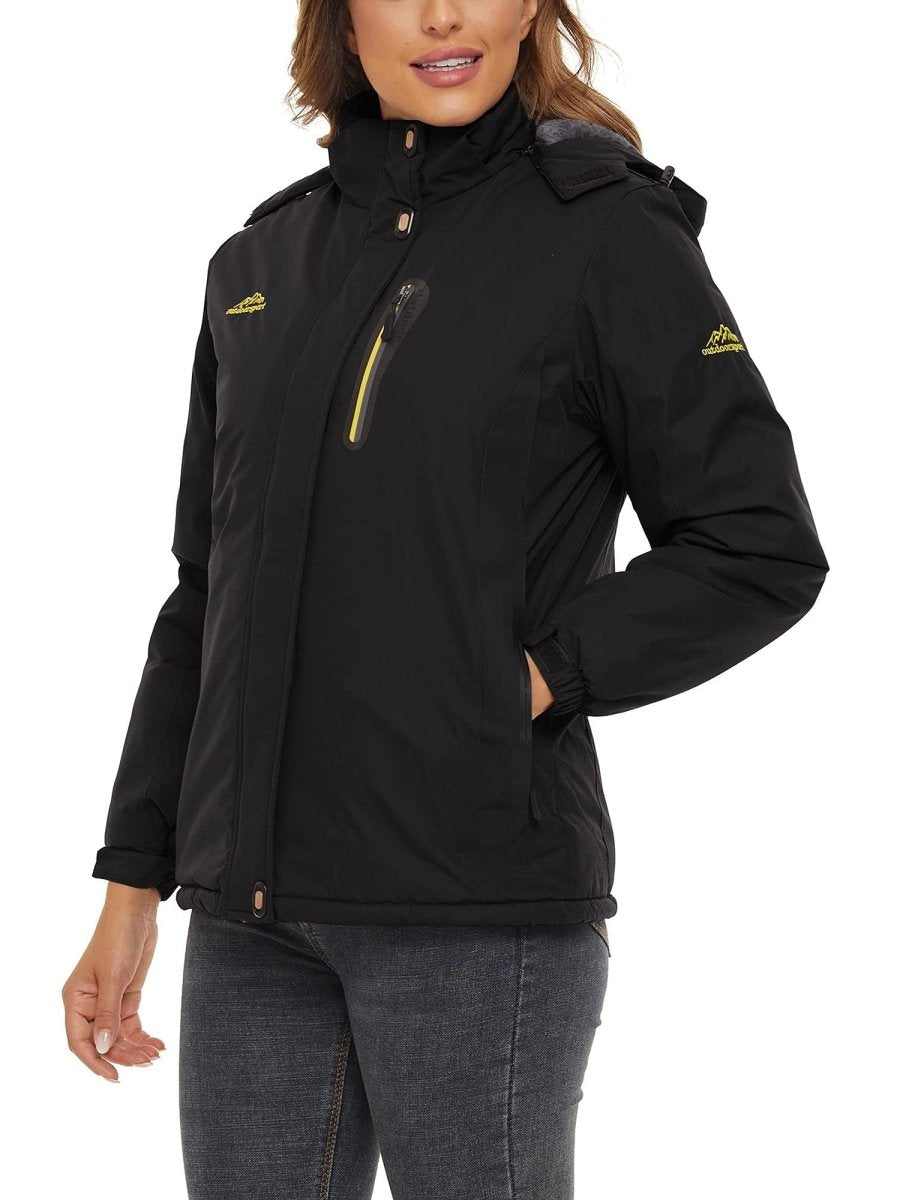 TACVASEN Black Women's Skiing Jacket Water-Resistant Windbreaker