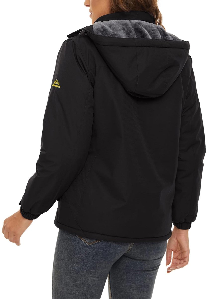TACVASEN Black Women's Skiing Jacket Water-Resistant Windbreaker