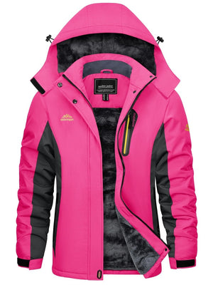 TACVASEN Rose Red Women's Skiing Jacket Water-Resistant Windbreaker