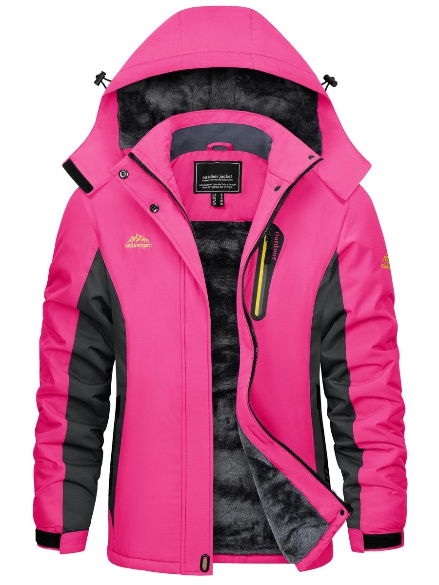 TACVASEN Rose Red Women's Skiing Jacket Water-Resistant Windbreaker