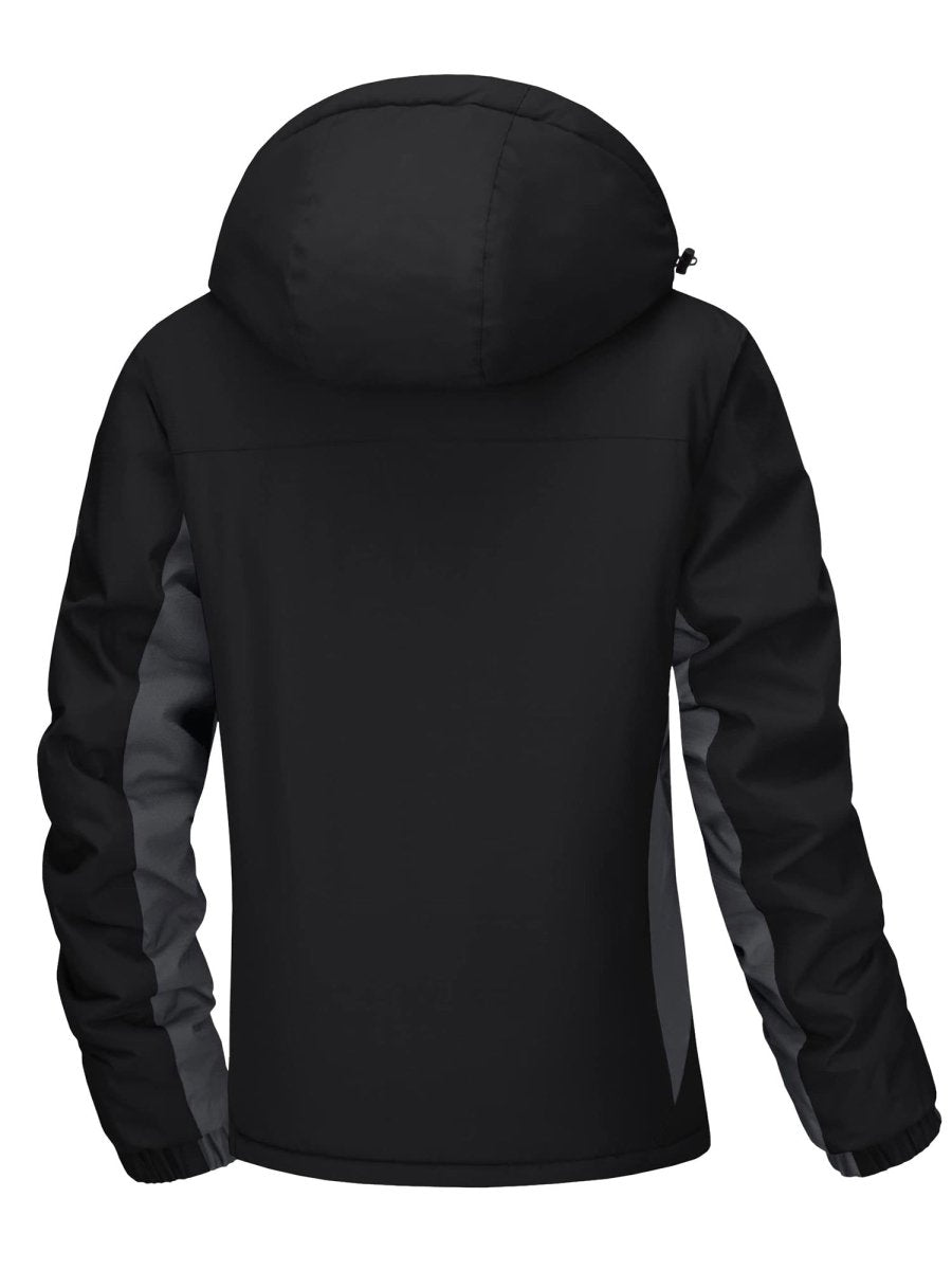 TACVASEN Black Grey Women's Skiing Jacket Water-Resistant Windbreaker