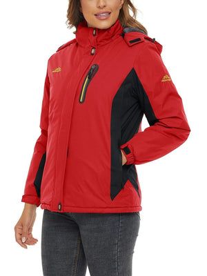TACVASEN Red Women's Skiing Jacket Water-Resistant Windbreaker