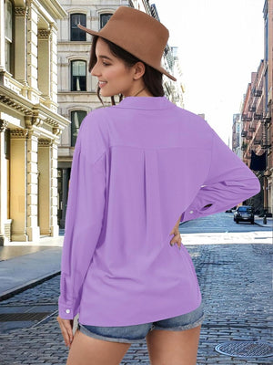 TACVASEN Light Purple Women's Summer Casual V-Neck Shirt