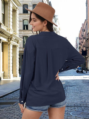 TACVASEN Navy Women's Summer Casual V-Neck Shirt