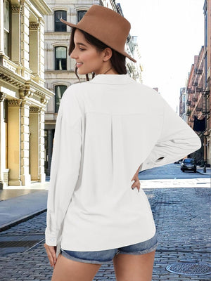 TACVASEN White Women's Summer Casual V-Neck Shirt