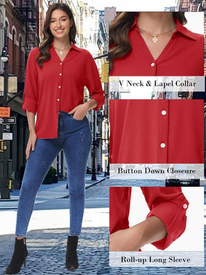 TACVASEN Tomato Women's Summer Casual V-Neck Shirt