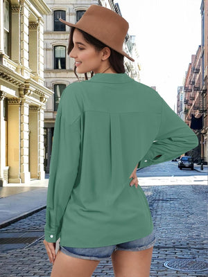 TACVASEN Fern Green Women's Summer Casual V-Neck Shirt
