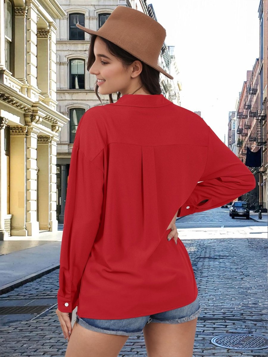 TACVASEN Tomato Women's Summer Casual V-Neck Shirt