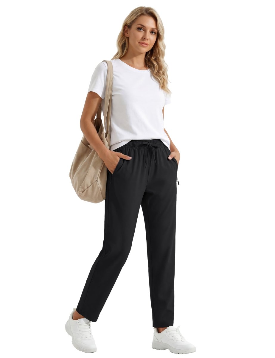 TACVASEN Black Women's UPF 50+ Lightweight Quick Dry Hiking Pants