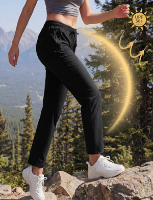 TACVASEN Black Women's UPF 50+ Lightweight Quick Dry Hiking Pants