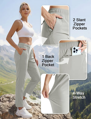 TACVASEN Light Grey Women's UPF 50+ Lightweight Quick Dry Hiking Pants