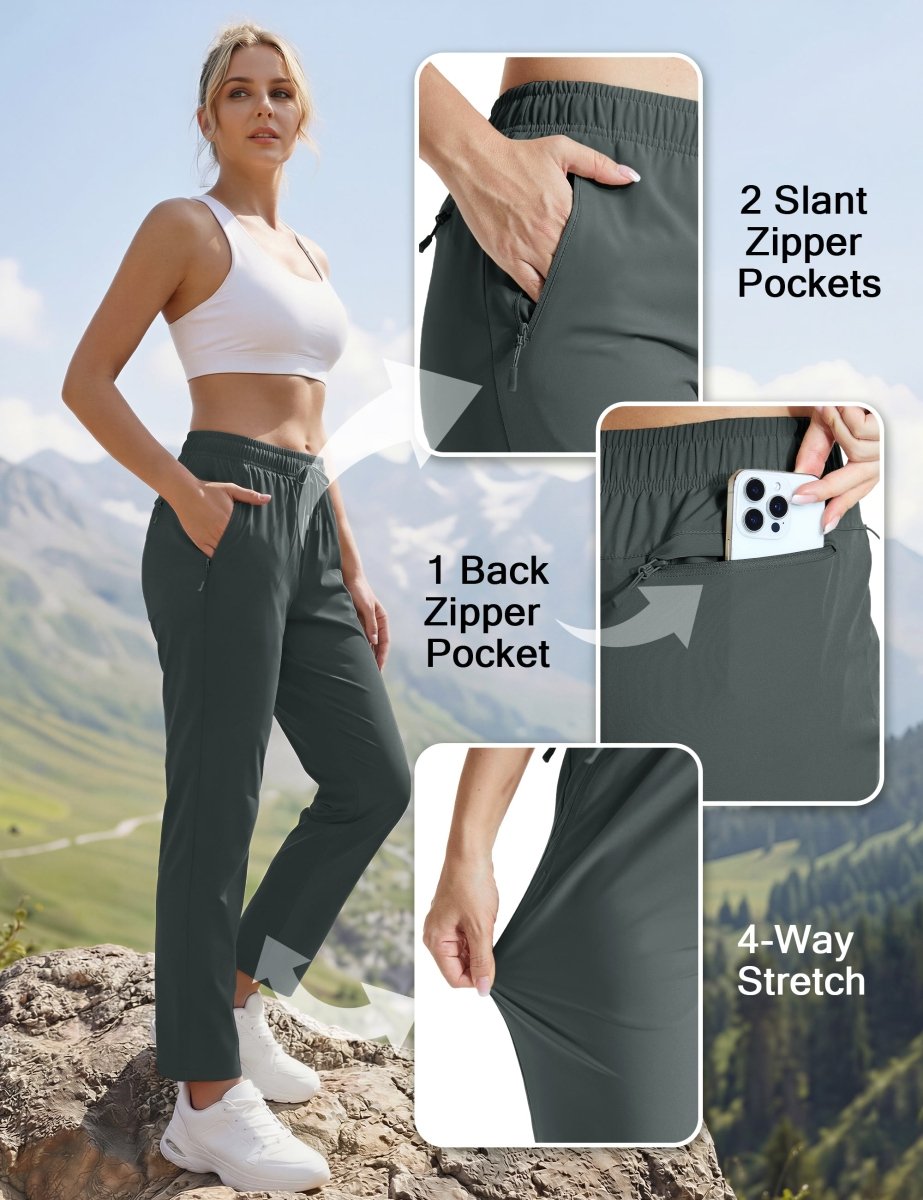 TACVASEN Dark Grey Women's UPF 50+ Lightweight Quick Dry Hiking Pants