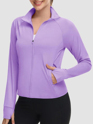 TACVASEN Light Purple Women's UPF 50+ Lightweight Zip Up Jackets