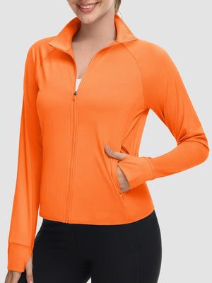 TACVASEN Fluorescent Orange Women's UPF 50+ Lightweight Zip Up Jackets