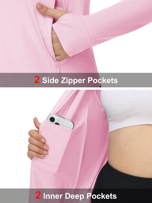 TACVASEN Light Pink Women's UPF 50+ Lightweight Zip Up Jackets