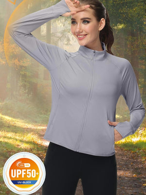 TACVASEN Light Grey Women's UPF 50+ Lightweight Zip Up Jackets