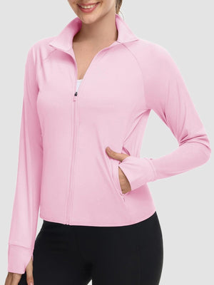 TACVASEN Light Pink Women's UPF 50+ Lightweight Zip Up Jackets