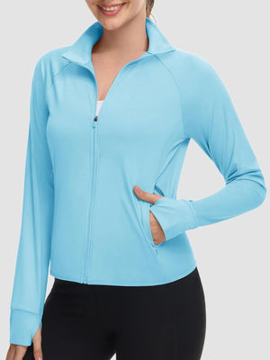 TACVASEN Light Blue Women's UPF 50+ Lightweight Zip Up Jackets