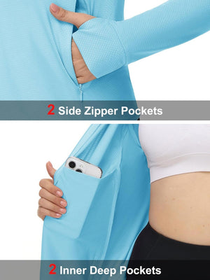 TACVASEN Light Blue Women's UPF 50+ Lightweight Zip Up Jackets