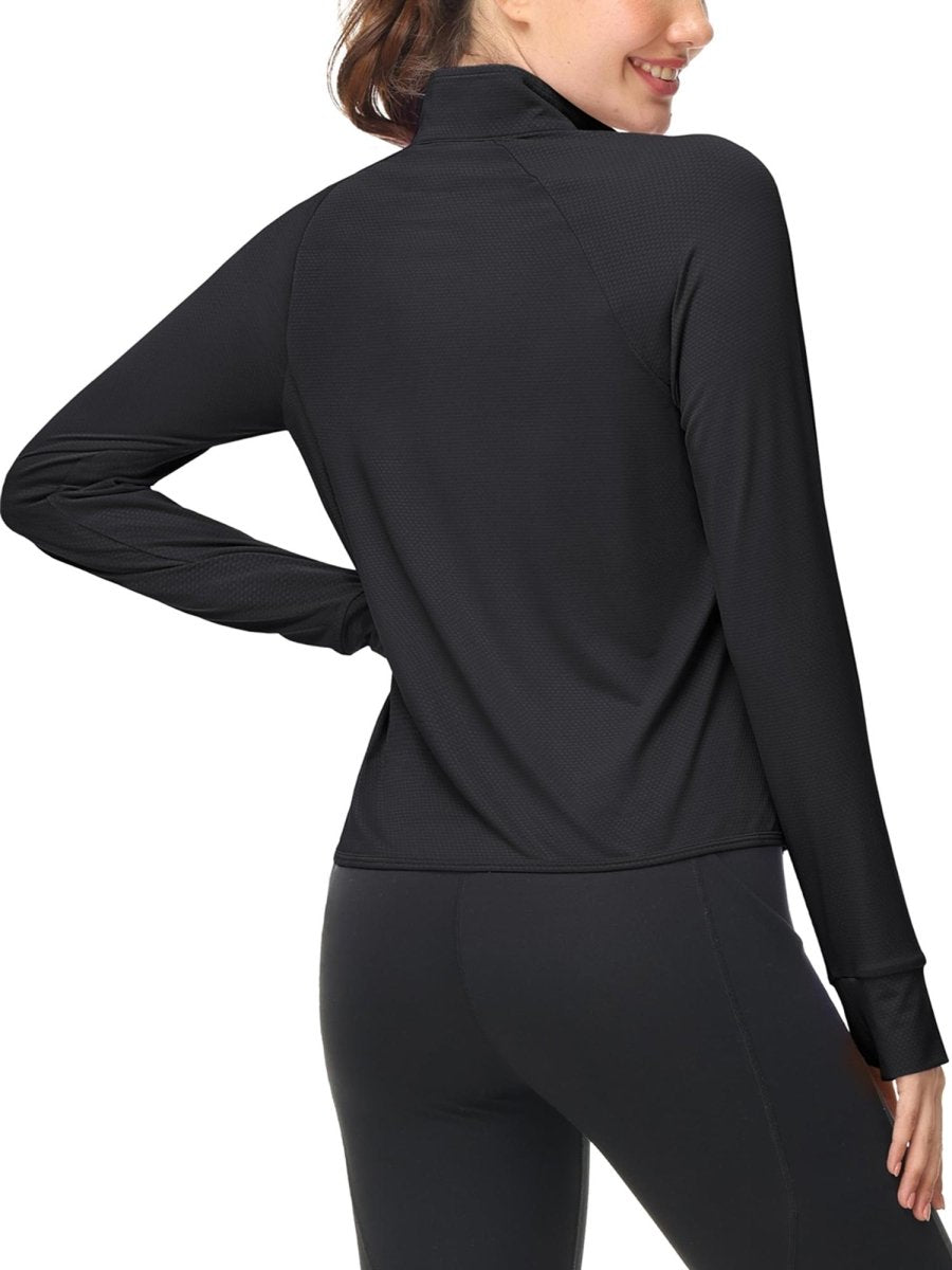 TACVASEN Black Women's UPF 50+ Lightweight Zip Up Jackets