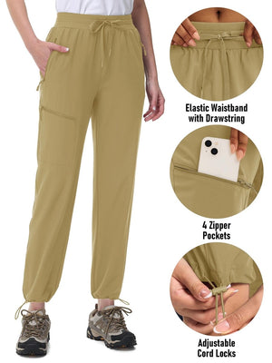 TACVASEN Khaki Women's UPF 50+ Quick Dry Lightweight Hiking Pants