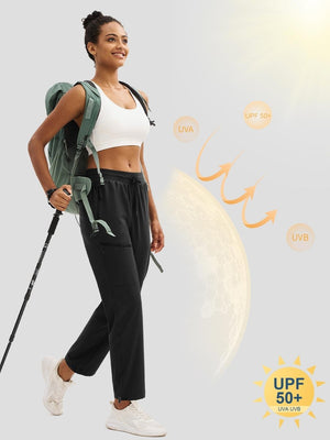 TACVASEN Black Women's UPF 50+ Quick Dry Lightweight Hiking Pants