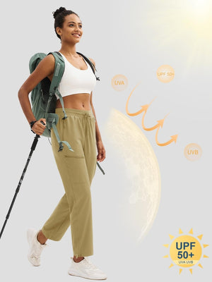 TACVASEN Khaki Women's UPF 50+ Quick Dry Lightweight Hiking Pants