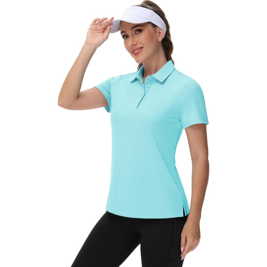 TACVASEN Light Lake Blue Women's UPF 50+ Sun Protection Golf Quick - Dry Polo Shirts