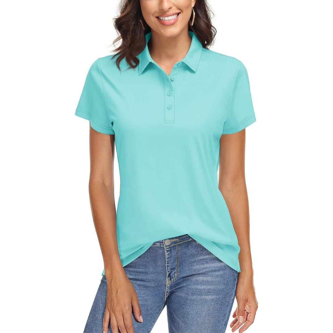 TACVASEN Light Lake Blue Women's UPF 50+ Sun Protection Golf Quick - Dry Polo Shirts