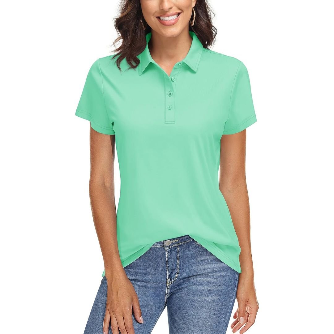 TACVASEN Mint Green Women's UPF 50+ Sun Protection Golf Quick - Dry Polo Shirts