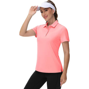 TACVASEN Pink Women's UPF 50+ Sun Protection Golf Quick - Dry Polo Shirts