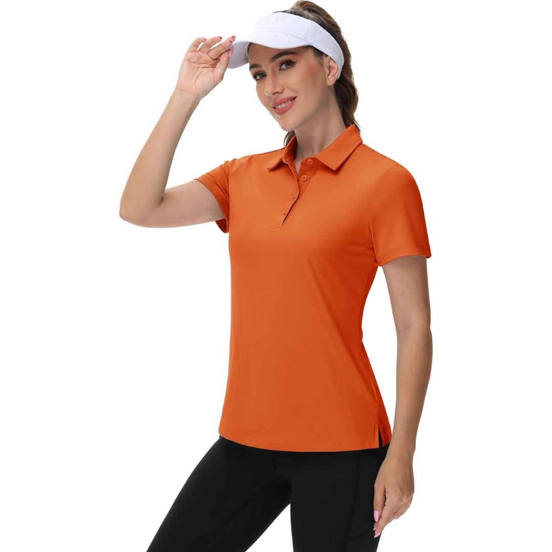 TACVASEN Dark Orange Women's UPF 50+ Sun Protection Golf Quick - Dry Polo Shirts