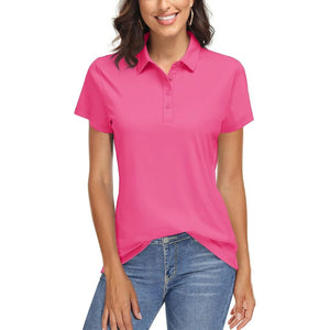 TACVASEN Rose Red Women's UPF 50+ Sun Protection Golf Quick - Dry Polo Shirts