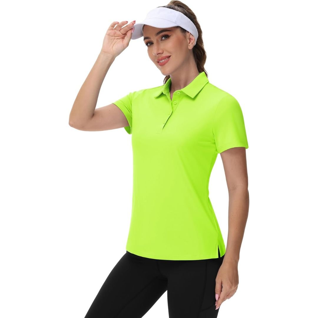 TACVASEN Fluorescent Green Women's UPF 50+ Sun Protection Golf Quick - Dry Polo Shirts