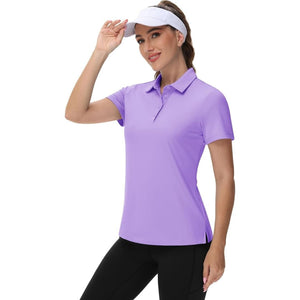 TACVASEN Light Purple Women's UPF 50+ Sun Protection Golf Quick - Dry Polo Shirts